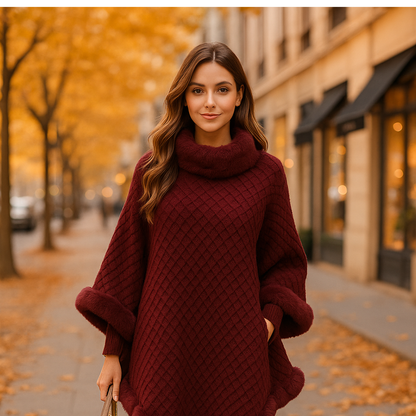 CozyWaffle Cape – Elegante Faux-Fur – One Size