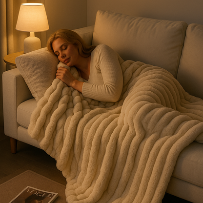 CozyFur Luxe  Ultra-Zacht & Warm Gebreid Plaid voor Bank & Bed