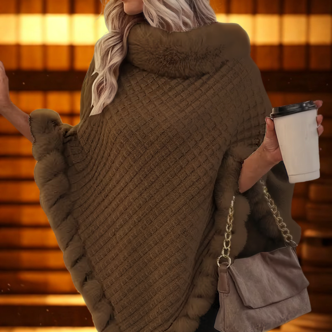 CozyWaffle Cape – Elegante Faux-Fur – One Size