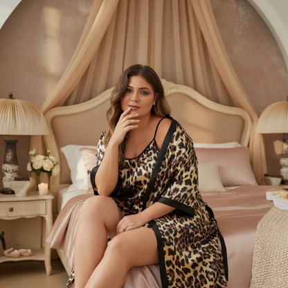 LeopardLuxe Satin Set  - Plus Size