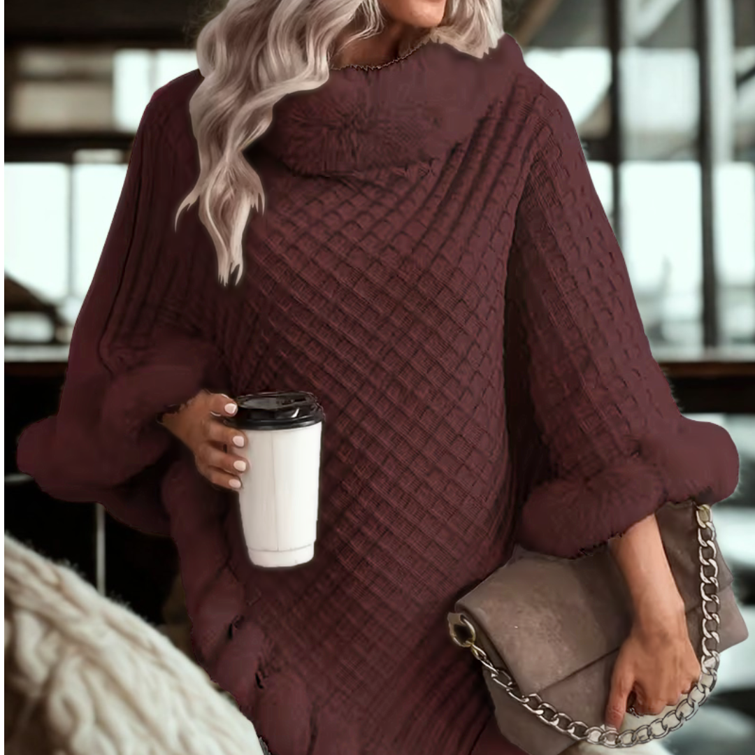 CozyWaffle Cape – Elegante Faux-Fur – One Size