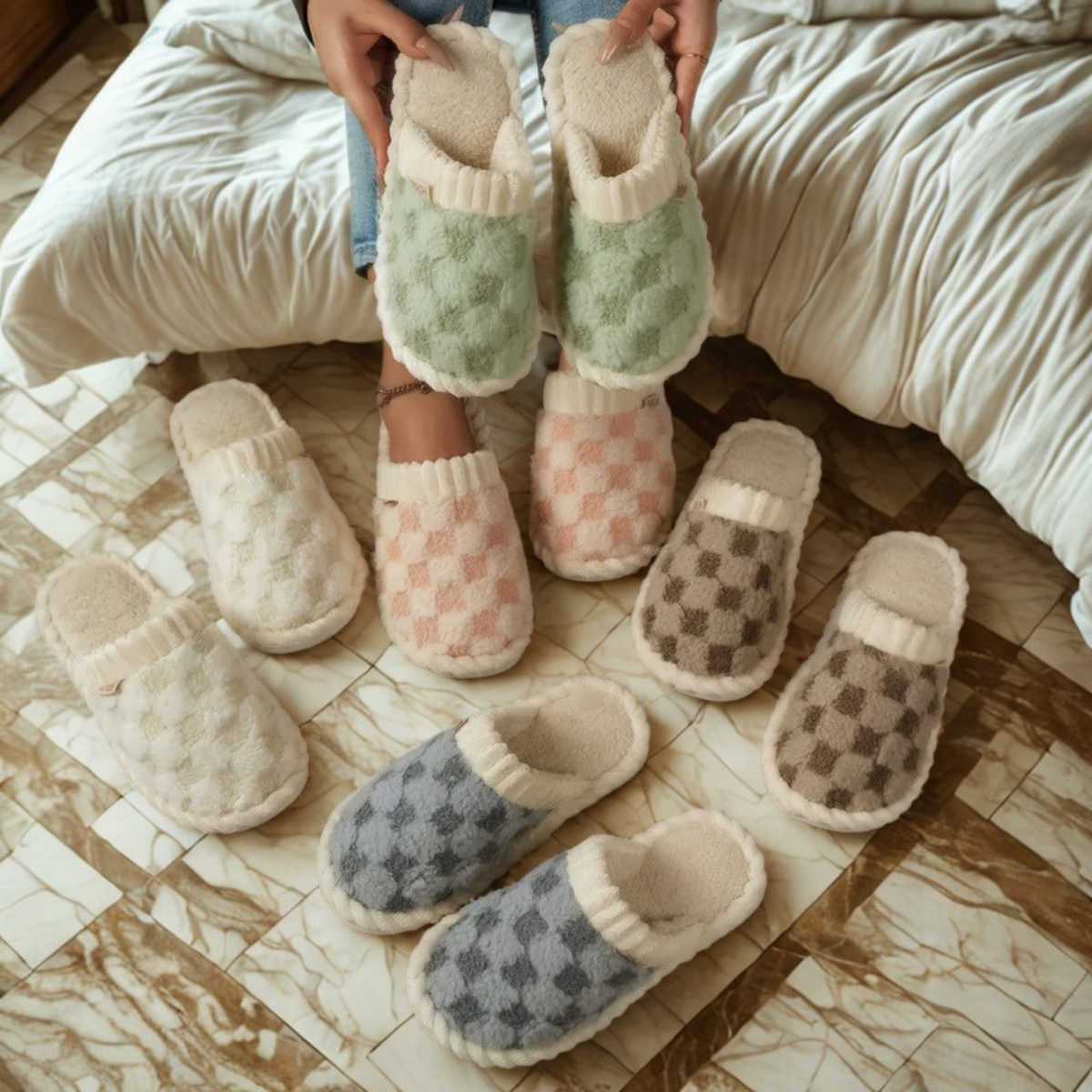 Velora Plaid Pantoffels