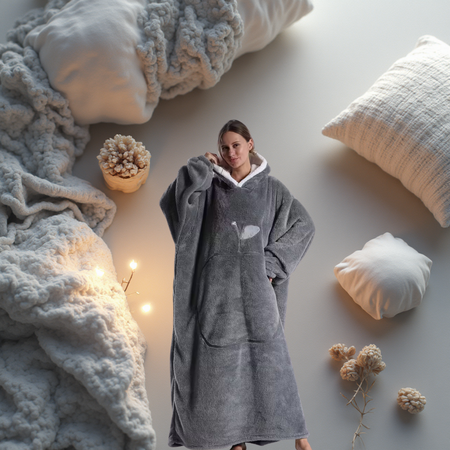 VeluraHood – Luxe Micropluche Hoodiedeken