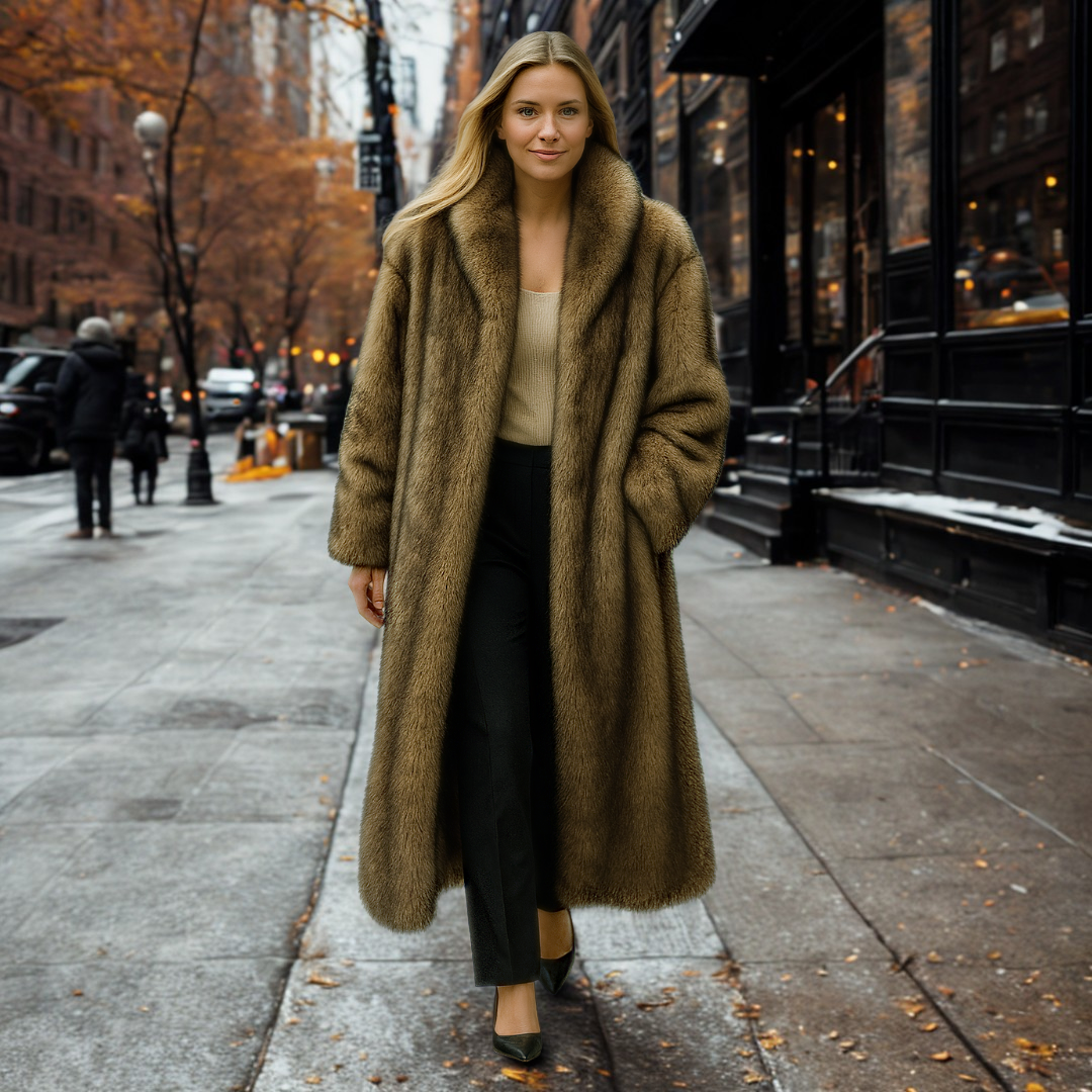 WinterChic – High-Neck Ombré Faux-Fur Jas