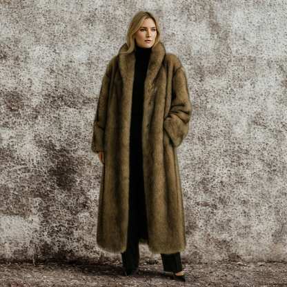 WinterChic – High-Neck Ombré Faux-Fur Jas