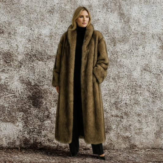 WinterChic – High-Neck Ombré Faux-Fur Jas