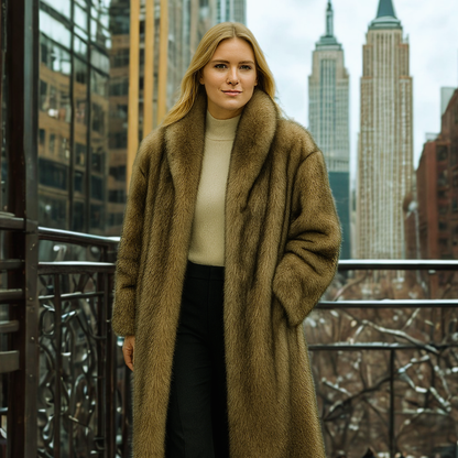 WinterChic – High-Neck Ombré Faux-Fur Jas