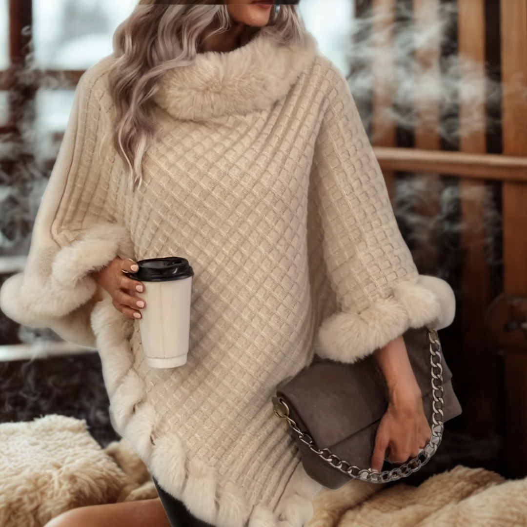 CozyWaffle Cape – Elegante Faux-Fur – One Size